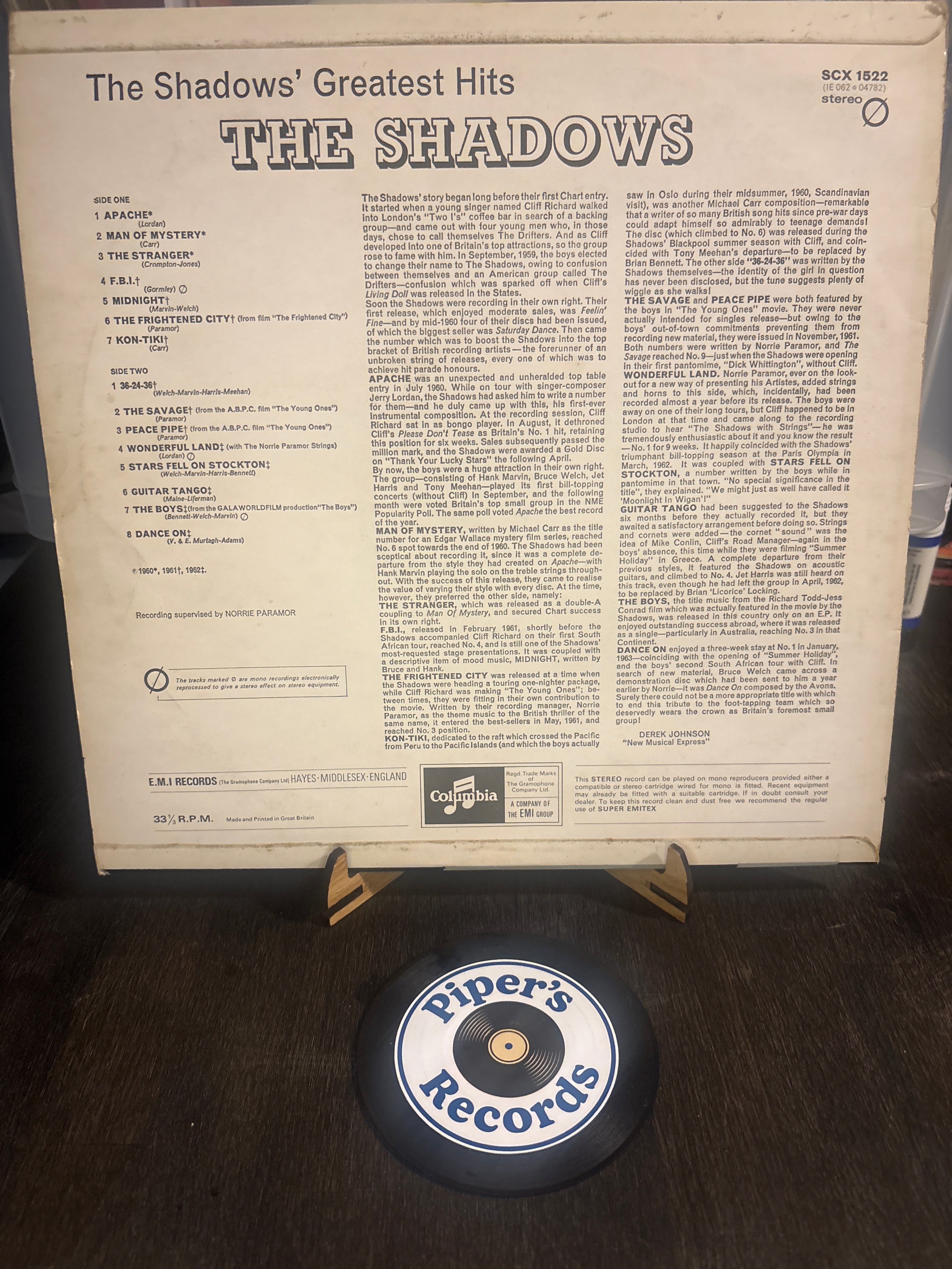 The Shadows – Greatest Hits (UK LP) – SCX 1522